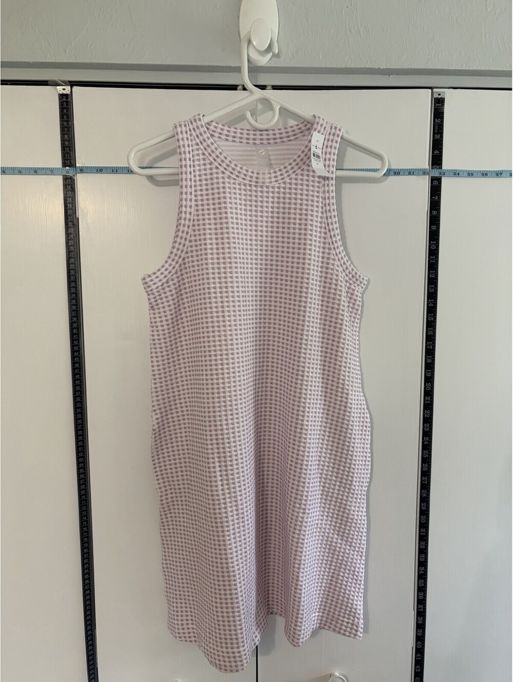 Lou & Grey LOFT Gingham Check Dress Lavender White Women’s Medium NWT